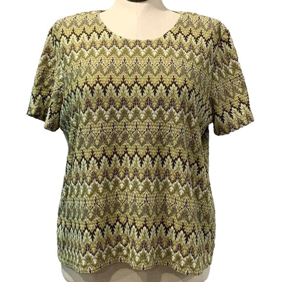 Alfred Dunner Womens Zigzag Pattern Short Sleeve Knit Top Lined Multicolor Sz XL - Picture 1 of 14